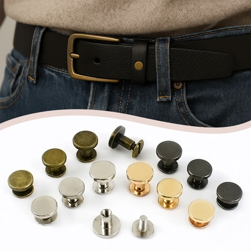 

Meetee 10/20/50Pcs Flat Head Rivet Buckle 5-8mm Leather Belt Screws Nail DIY Bag Notebook Metal Binding Button Craft Accessories