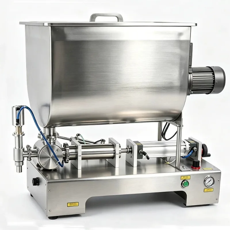 Pneumatic stirring juice filling machine, chili sauce filling machine, honey bottle filling machine