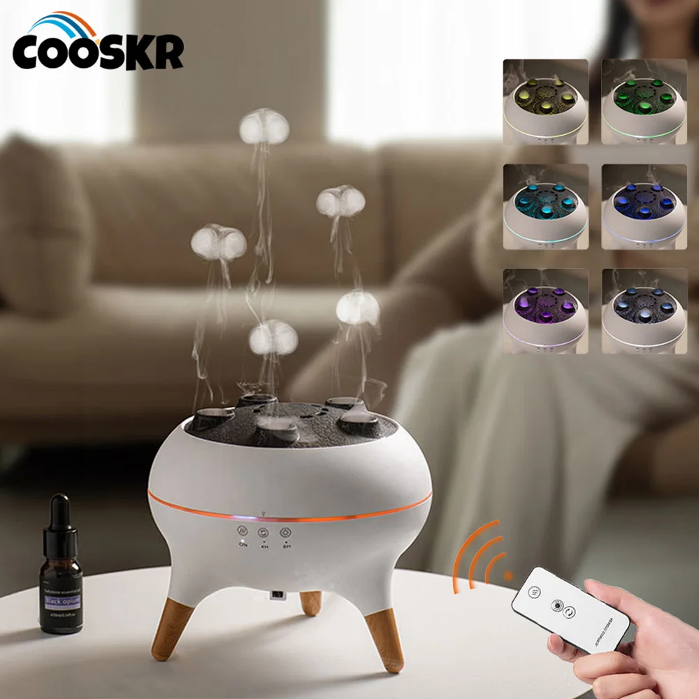 

Essential Oil Humidifiers Aroma Air Humidifier Home Flame Aroma Humidifier Fragrance Diffuser With LED Light Remote Control