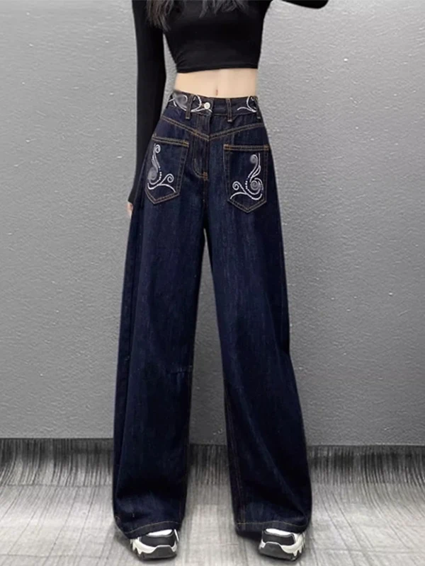 

Джинсы унисекс из денима с вышивкой и защитой от проколов, свободного кроя, в американском стиле, премиум-класса, цвета Original Bull