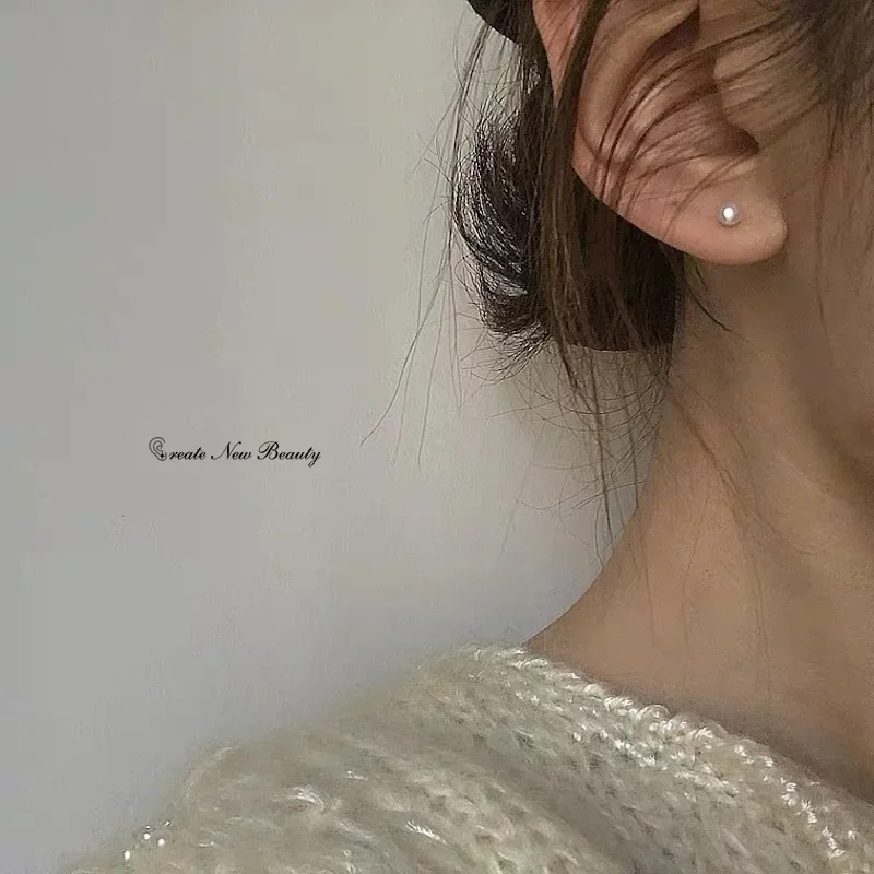 1/3 Pairs Mini Shining Rhinestone Pearl Stud Earrings Set with S925 Silver Needle Korean Fashion Earring Jewelry for Woman