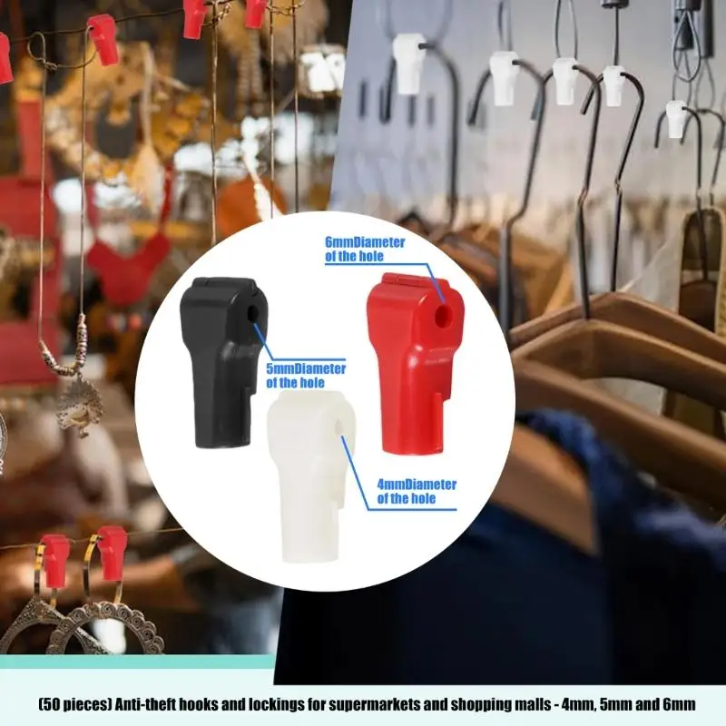 

50Pcs Plastic Shelf Security Hook Locks Theft Prevention Hook Locks For Shopping Mall Department Stores And Boutiques D2RD