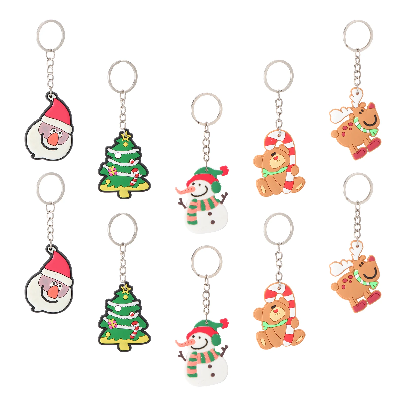 

50 Pcs Christmas Keychain Santa Claus nament Creative PVC Pendant Keyring Decorations for Bags Cellphone Car Keys