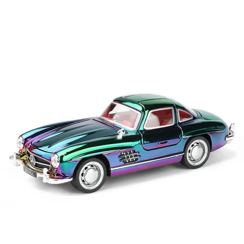 電気メッキダイキャスト 1:32 ベンツ 300SL クラシックカーモデル音と光プルバック装飾おもちゃ子供男の子ギフトミニチュア