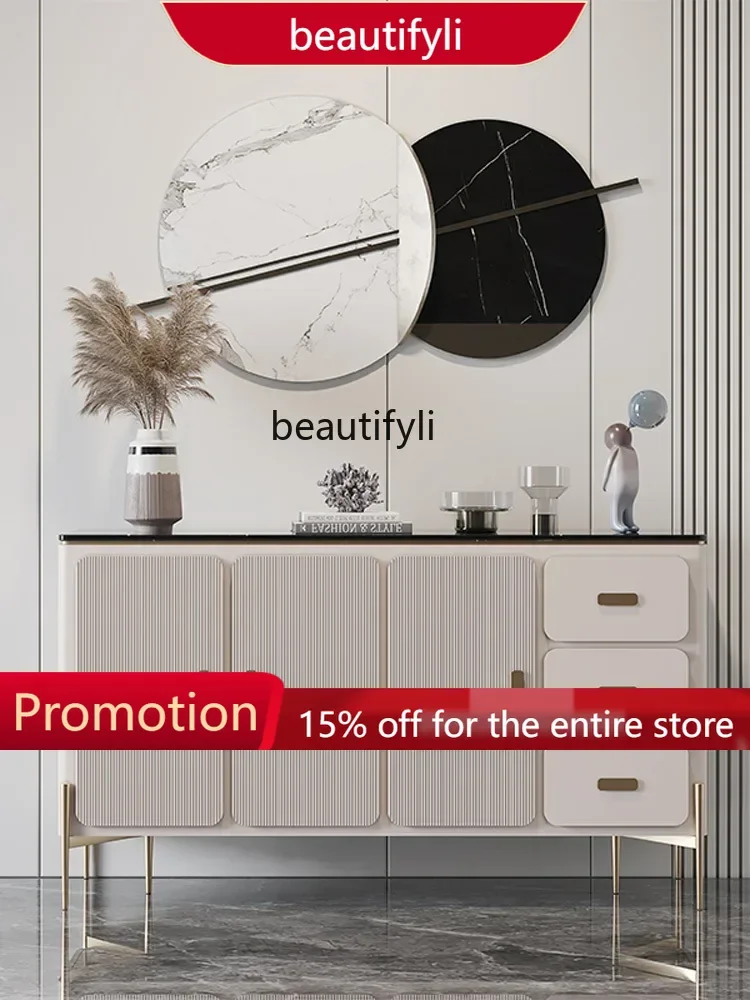 خزانة جانبية فاخرة من الخشب الصلب لغرفة المعيشة، خزانة منظم للتخزين متعددة الوظائف، بسيطة Mod 1001