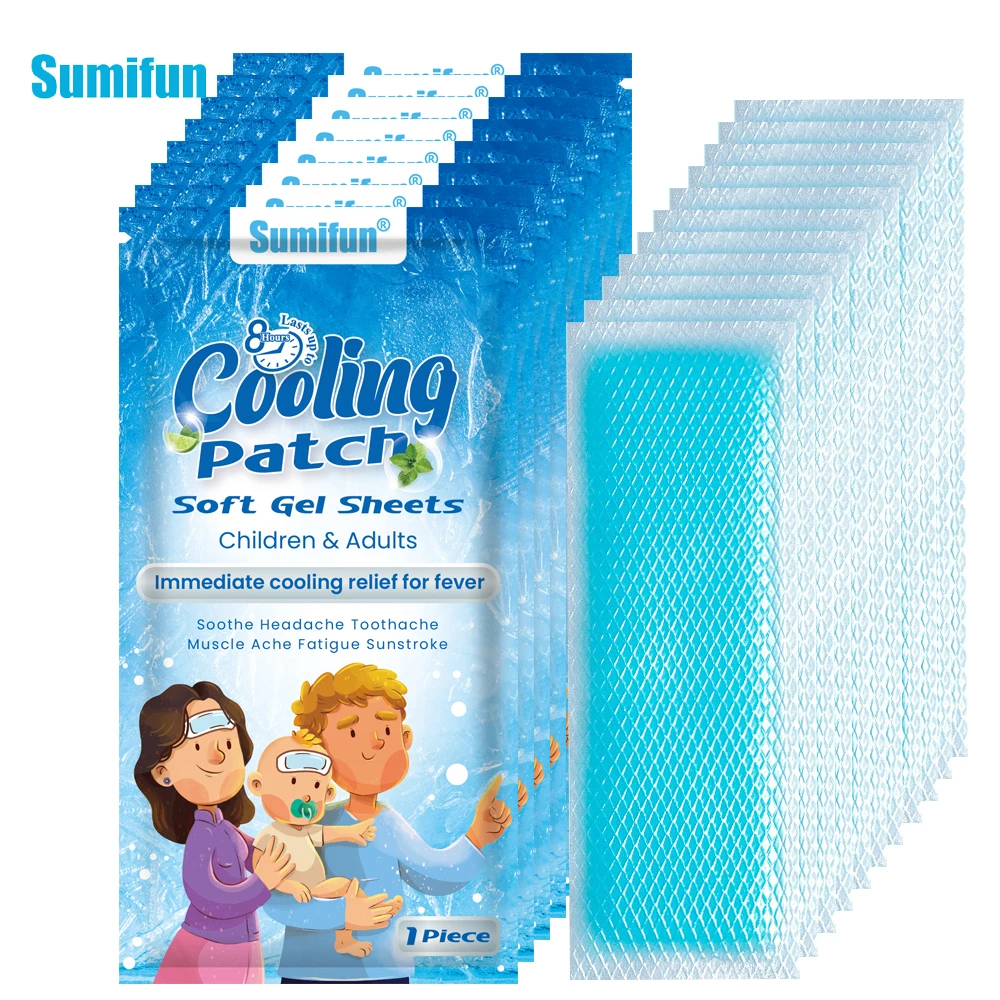 10/20/30Pcs Sumifun Cooling Patches Lower Temperature Patches Adult Baby Fever Down Cold Heatstroke Cool Gel Sheet Plaster