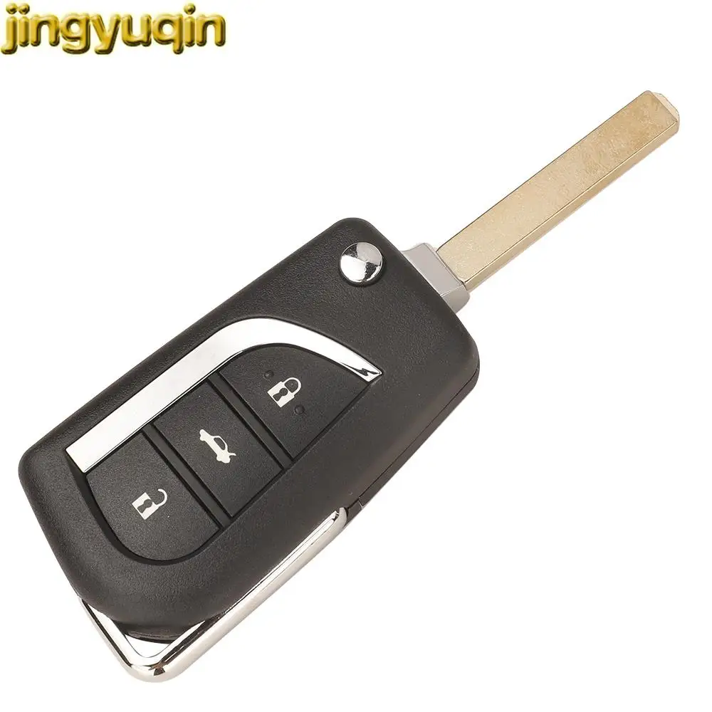 Jingyuqin Remote Car Key Fob 433Mhz H/ID8A Chip For Toyota Corolla 2018 2019 2020 2021 2/3 Buttons FSK Case VA2 Uncut Blade