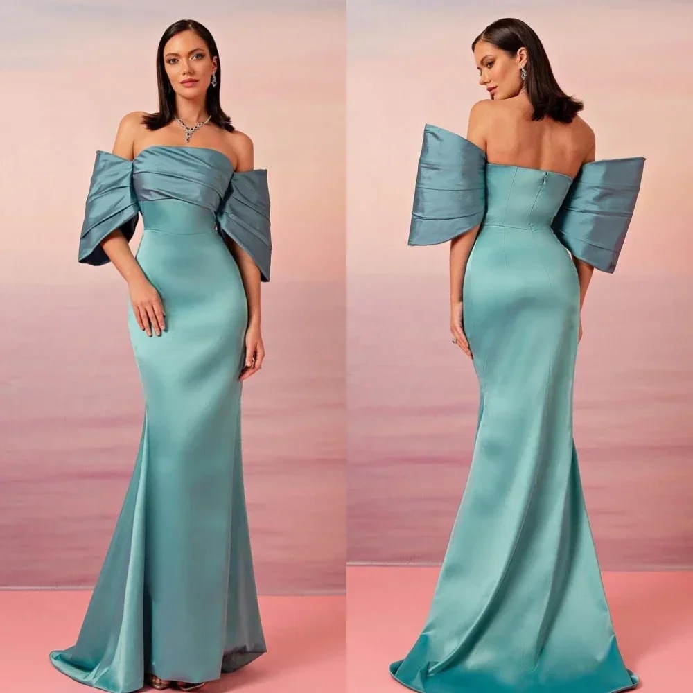 

Cocktail Dresses Saudi Arabia Off-the-shoulder Mermaid Quinceanera Dress Shirred Floor length Skirts Charmeuse שמלות נשף sexy