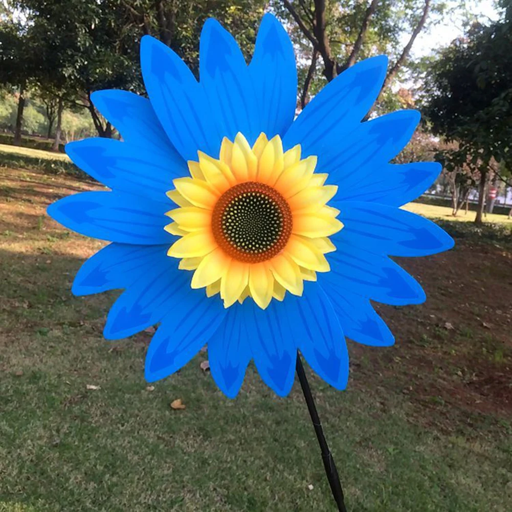 Rotating Sunflower Windmill Colorful Sunflower Windmill Stake Sunflower Wind Turbine Outdoor Party Garden Yard Decor