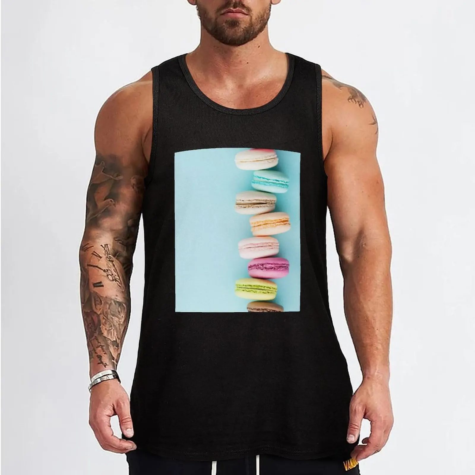 Pastel Rainbow Macaroons Tank Top Men gym sportswear gym clothing summer Men's tops basketball