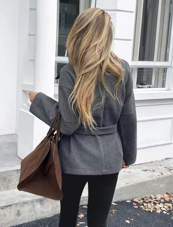 

2025 Elegant Winter Style Lace Up Long Sleeved Woolen Coat with Fashionable Temperament, British Style Waist Cinched Short Coat