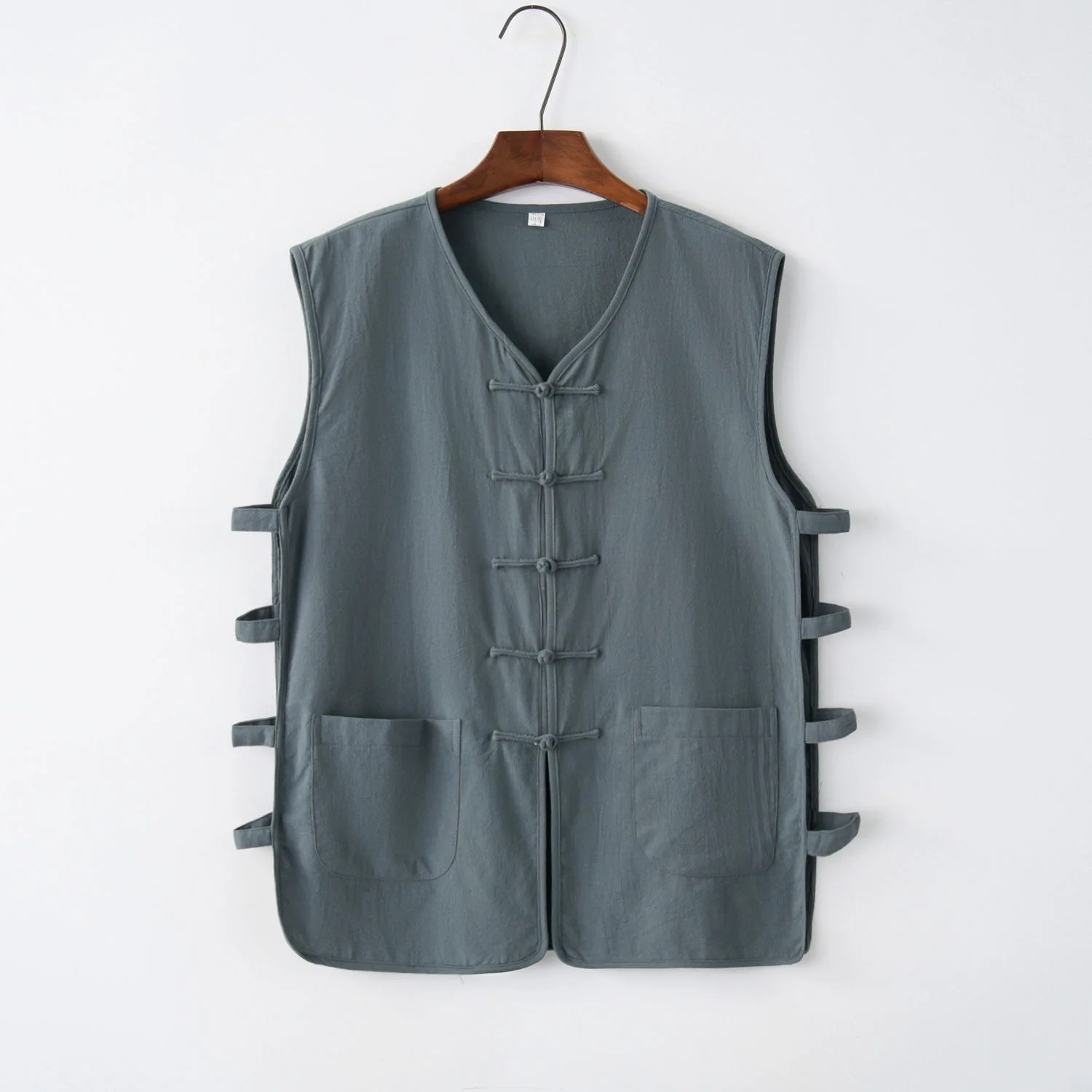 plus Size Men's Cotton Linen Vest Summer Casual Wear Chinese Style Tang Suit Shoulder Pads Button Design Traditional Ethnic C...