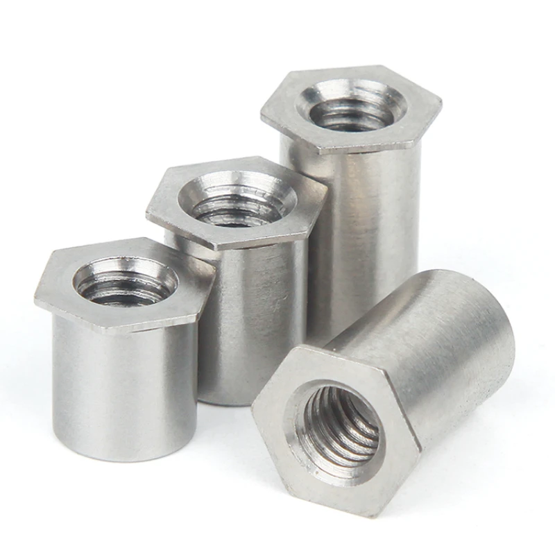5pcsM2M2.5M3M4M5M6 304 Stainless Steel Pressure Riveting Flat Head Thread Rivet Insert Nut Cap Pressure Riveting Nut Through Hol