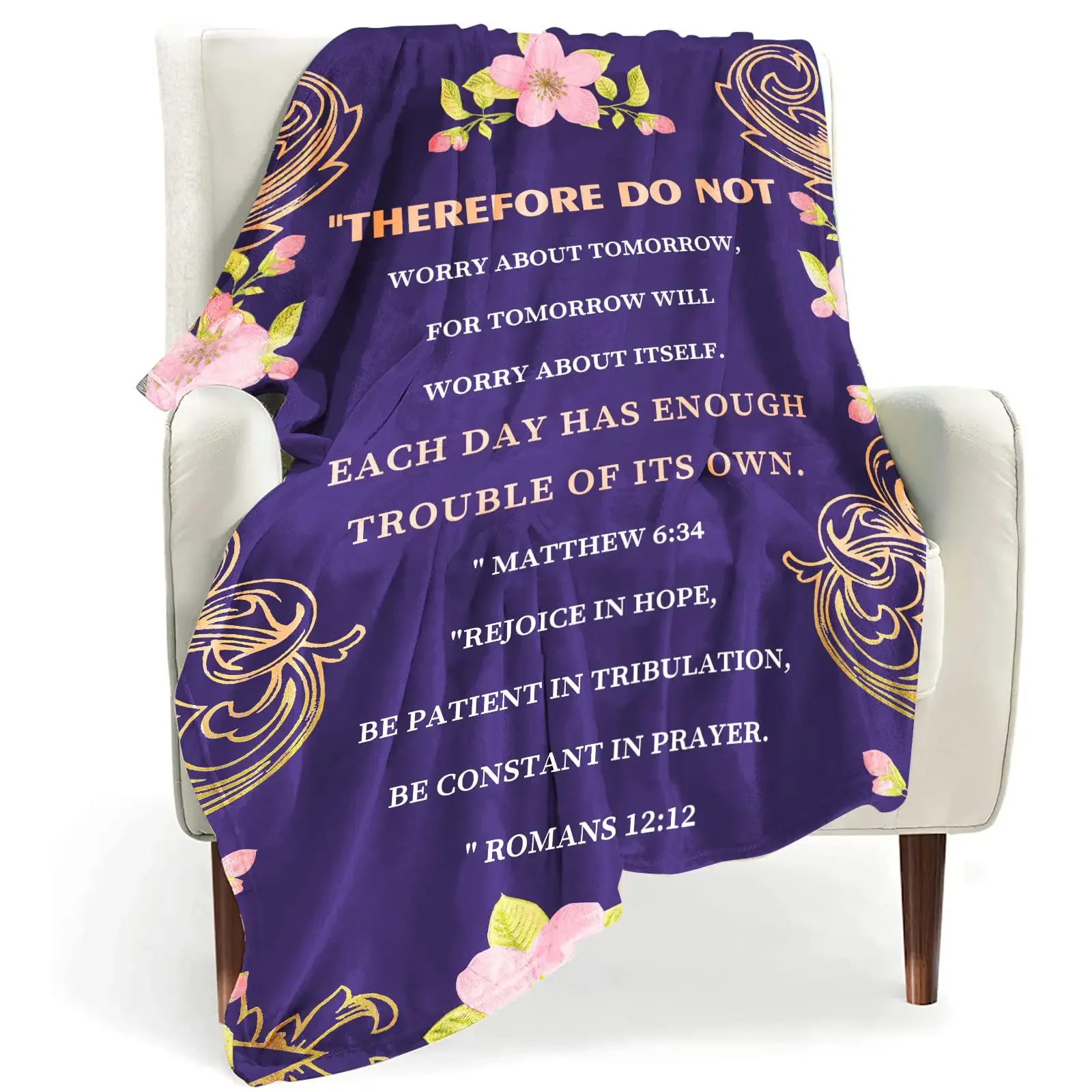 Healing Throw Blanket with Inspirational Thoughts and Prayers- Religious Soft Throw Blanket Inspirational Blankets Caring Gift