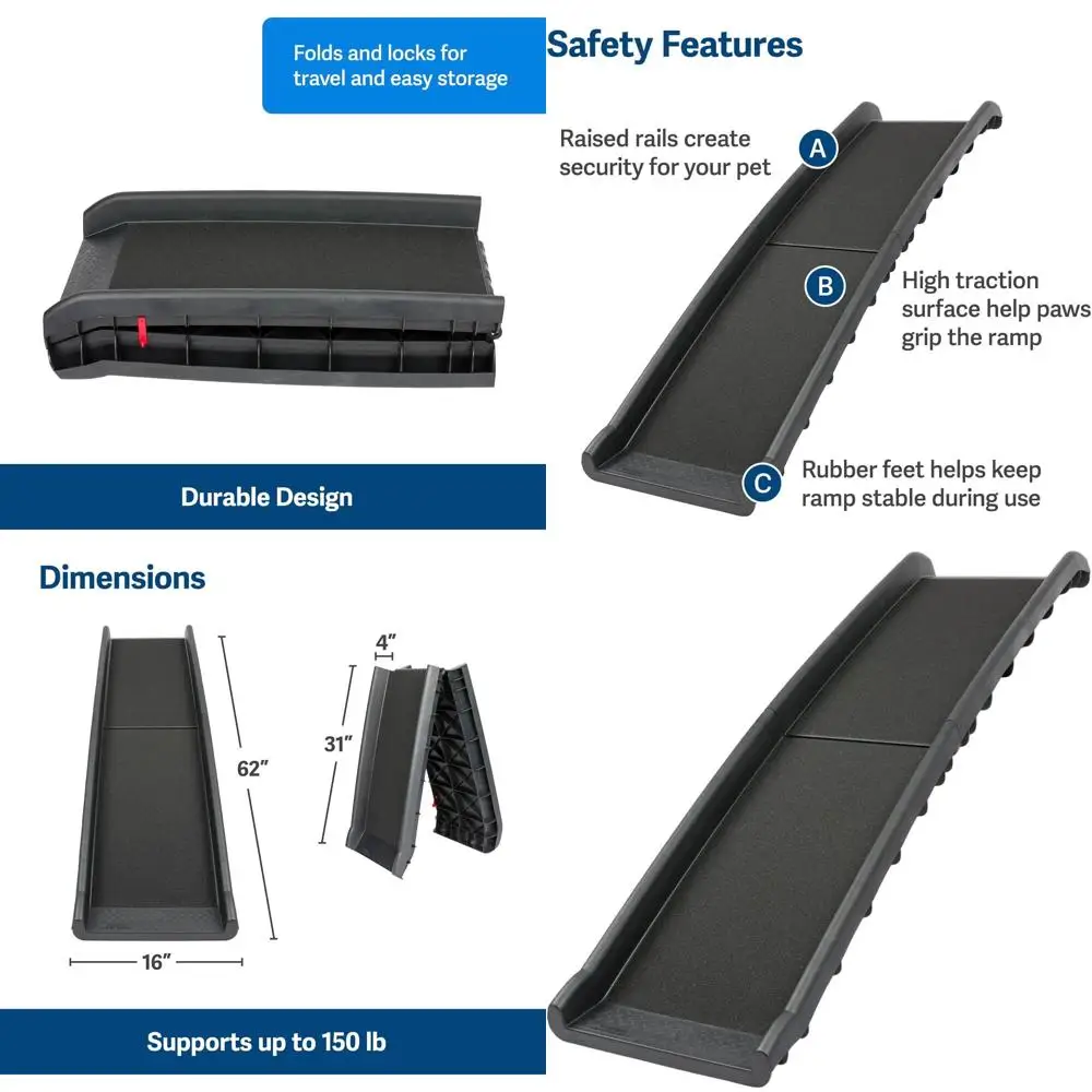 

Легкая складная рампа для собак для внедорожников - высокая проходимость, поддержка суставов, компактное хранение