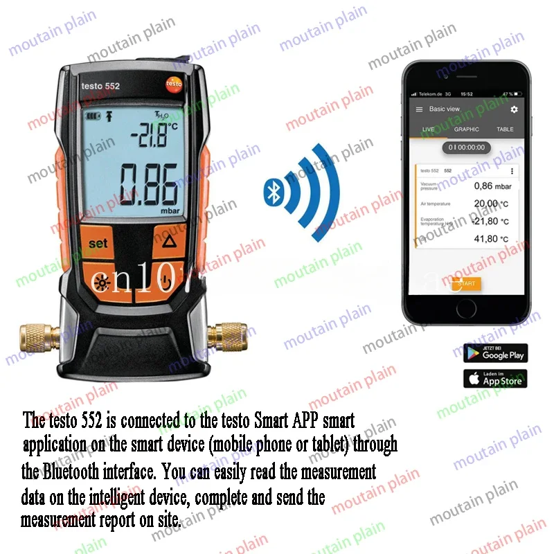 0560 5522 Vacuum measuring instrument 0-26.66mbar Bluetooth compatible Testo 552 digital vacuum gauge