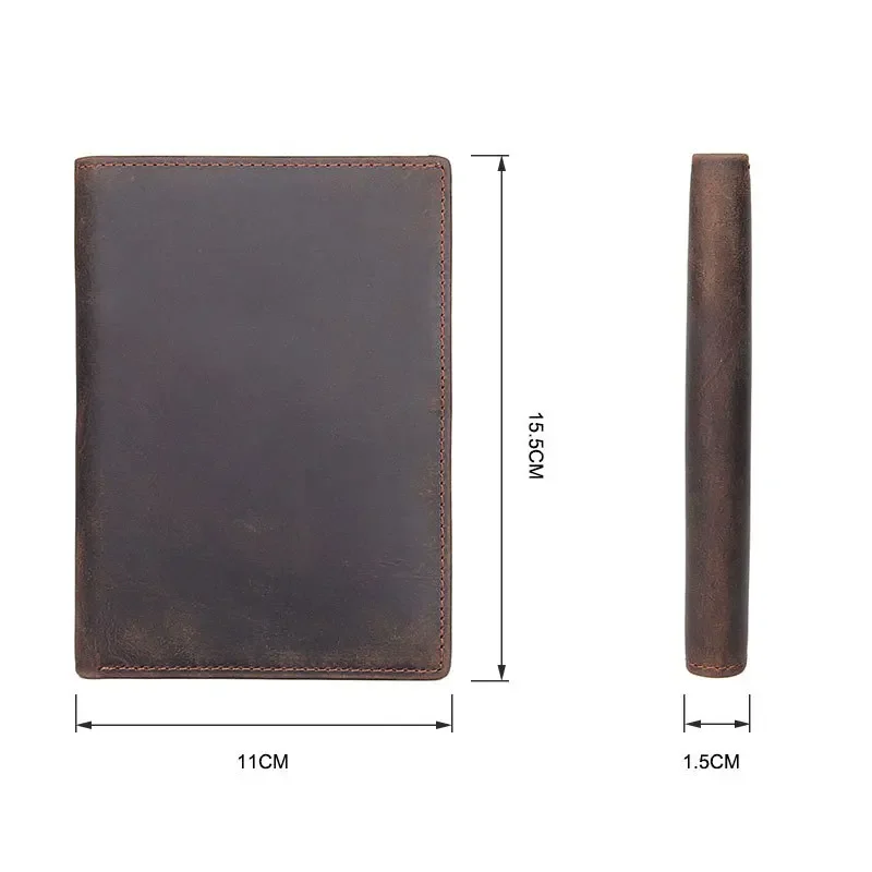 Capa de passaporte couro genuíno saco de credenciais multifunções carteira de viagem cartões unisex titular de bilhete de bolsa couro de cavalo louco