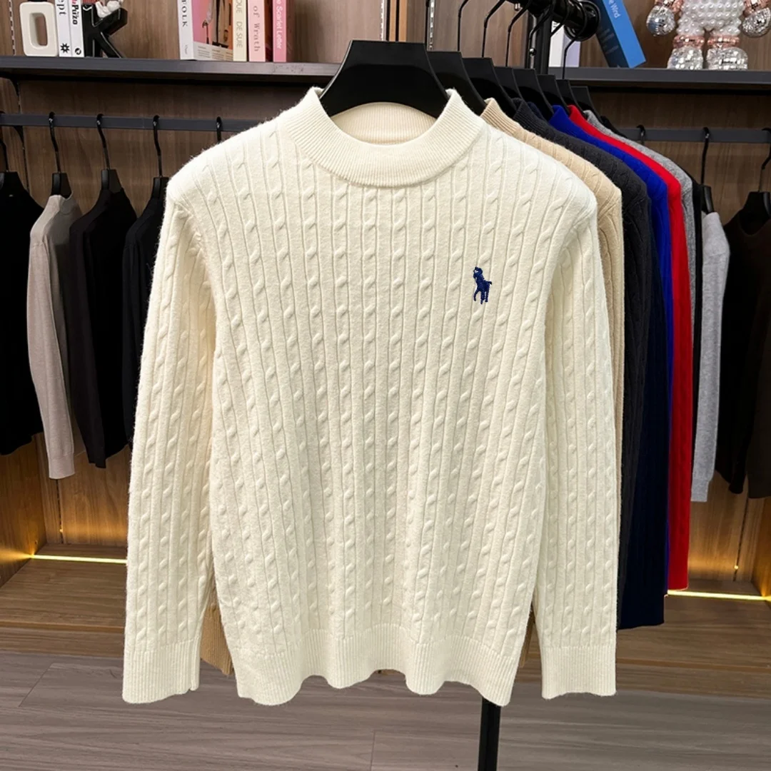 Luxuriöser Herren-Markenpullover für den Winter, hochwertiger Strickpullover mit Rundhalsausschnitt, Jacquard-Stickerei, langen Ärmeln, lässiger Modestil. – Detail 27