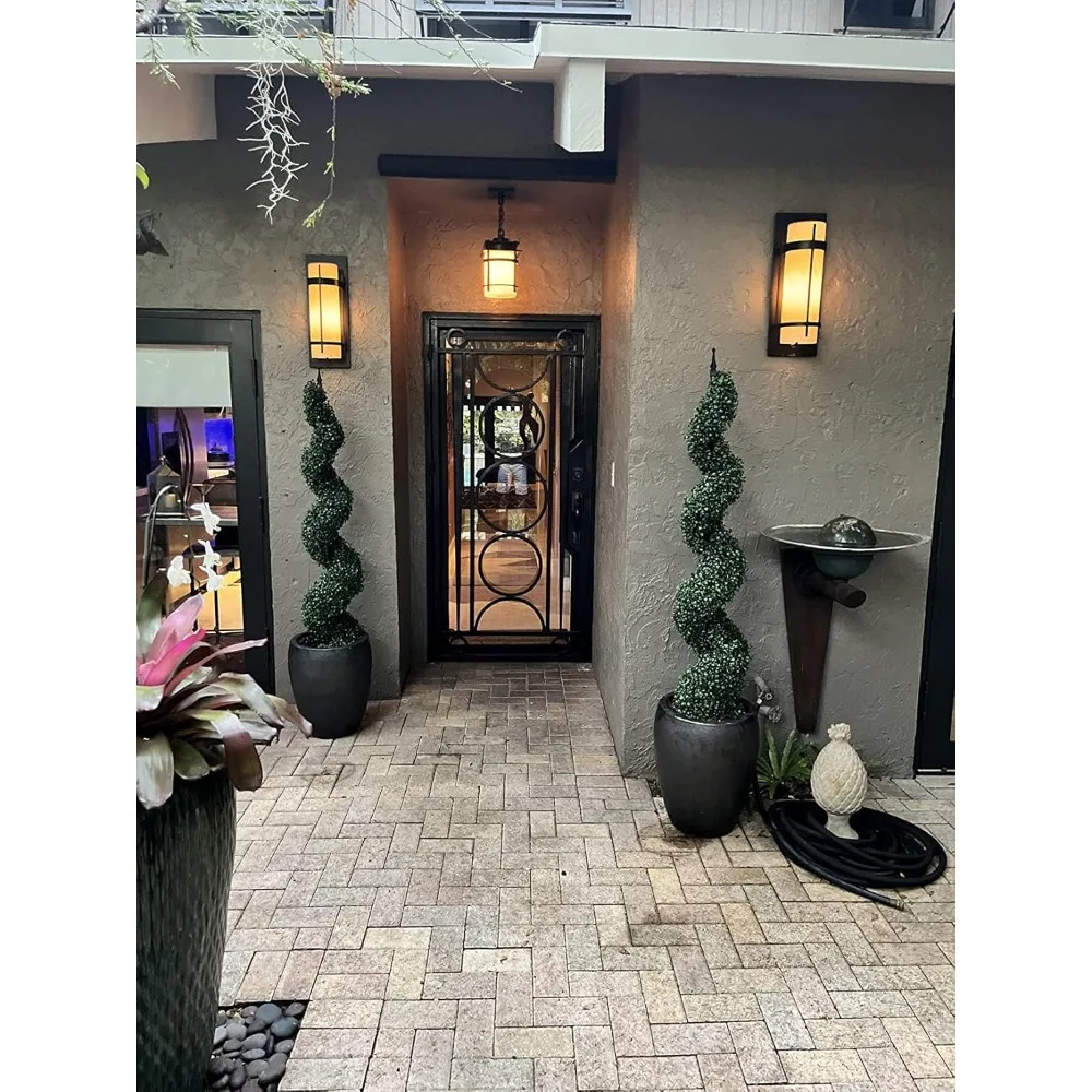 جديد - شجرة توبياريز من خشب البقس الحلزوني الصناعي مقاس 5 بوصات في وعاء بلاستيكي ديكور منزلي خارجي وداخلي (عبوتان) #2