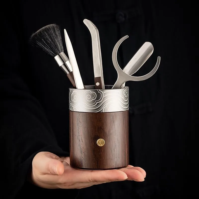 Tea Ceremony Tool Practical Black Sandalwood Kung Fu Tea Set Accessories Tea Clip Tea Spoon Pry Tea Knife Tea Making Tool ZI327