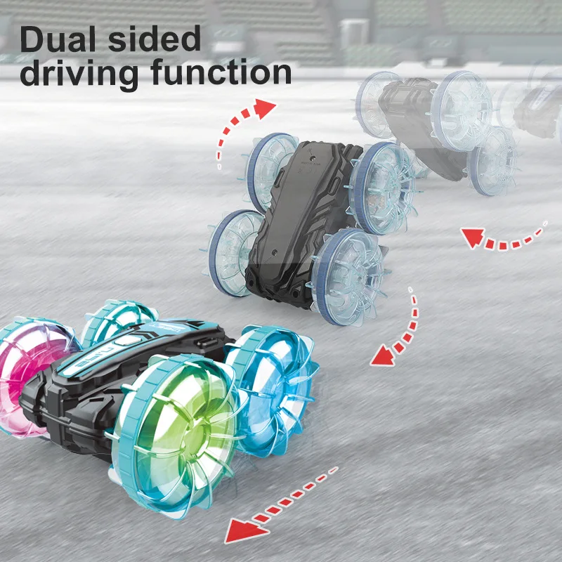 Amphibious RC Car Boat 4WD Stunt Vehicle Waterproof Remote Control Car with LED Lights & Gesture Control Pool Toy