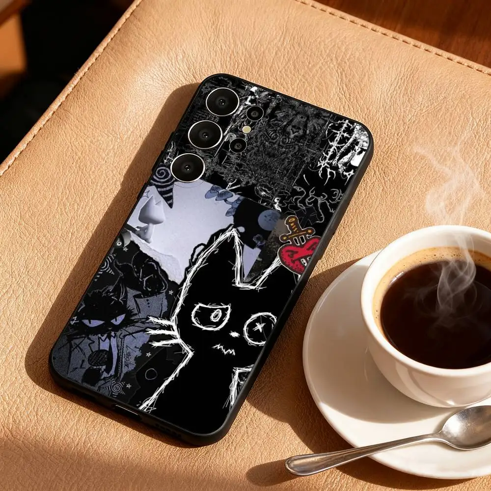 Cool Graffiti Cat Phone Case For Samsung S26,S25,24,23,22,30,21,10,9,Ultra,Plus,Lite,Black Soft Case view 5