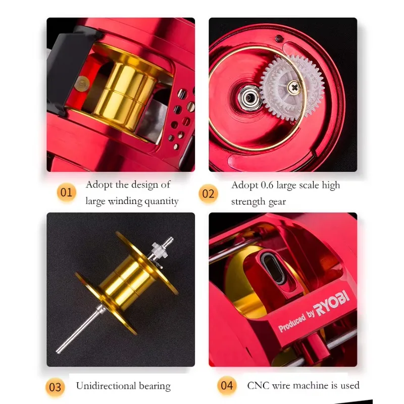 10+1BB Light JIgging Fishing Reel Max Drag 15kg Aluminium Body 6.8:1 Japan Ryobi Fishing Reels For Saltwater view 4