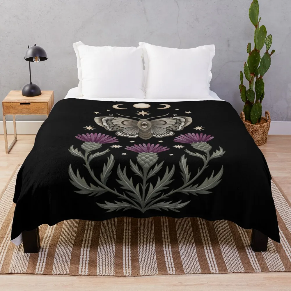 Thistle and moth Throw Blanket Bed linens cosplay anime Loose Hair Blankets