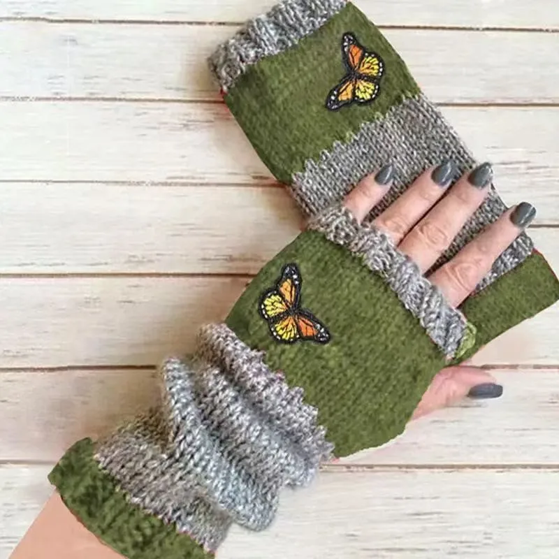 Popular Fashion Warm Patchwork Embroidered Gloves Hot Sale Overseas