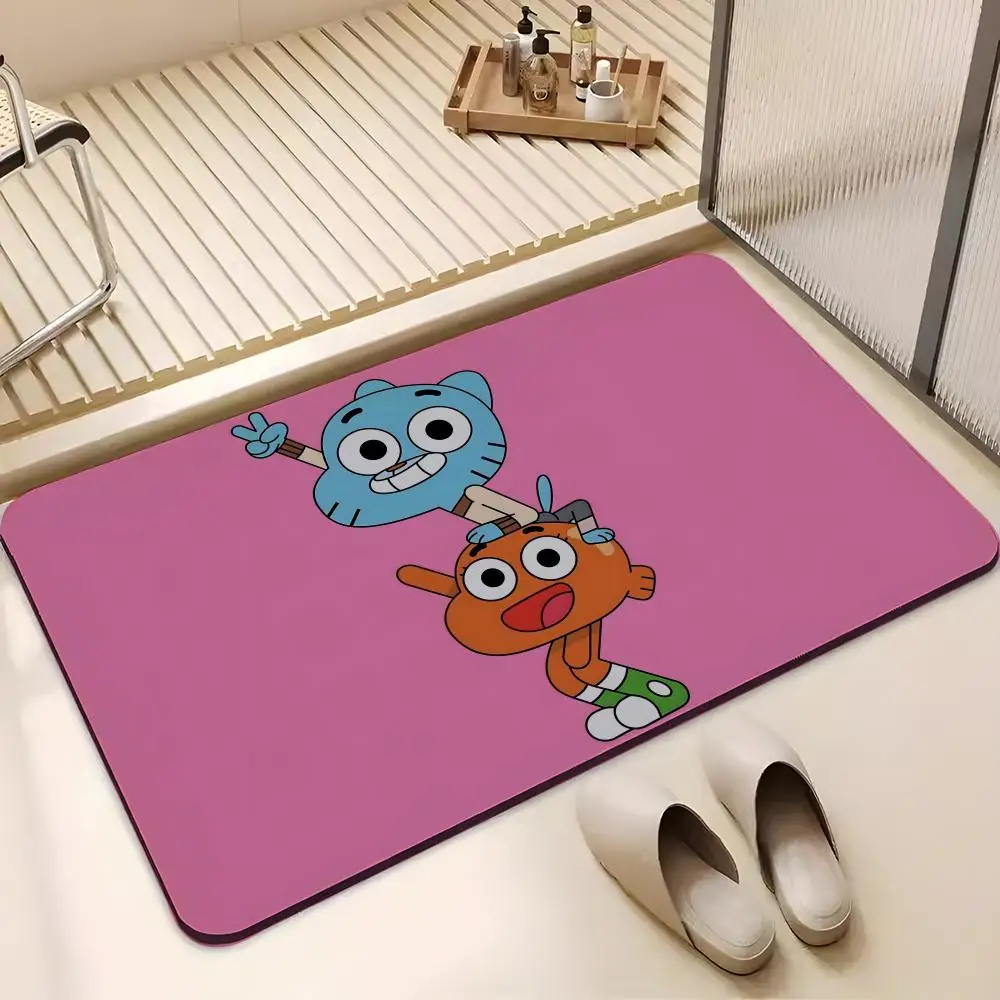 ANIME T-The Amazing World of Gumball Floor Mat Absorbent Floor Mat Non-Slip Entrance Rug for Bathrooms Restrooms and Toilets