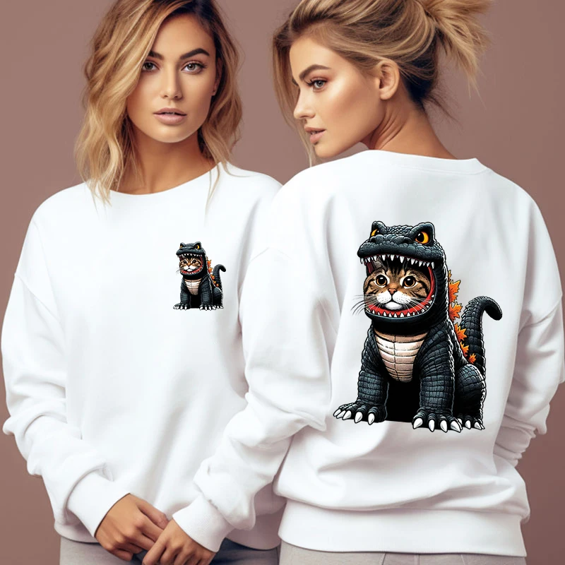 

Autumn Sweatshirt for Women Dinosaur Cat Lover Gifts Cartoon Hoodies Unisex Dinosaurs Cat Fashion Streetwear Sweatshirt Hoodie