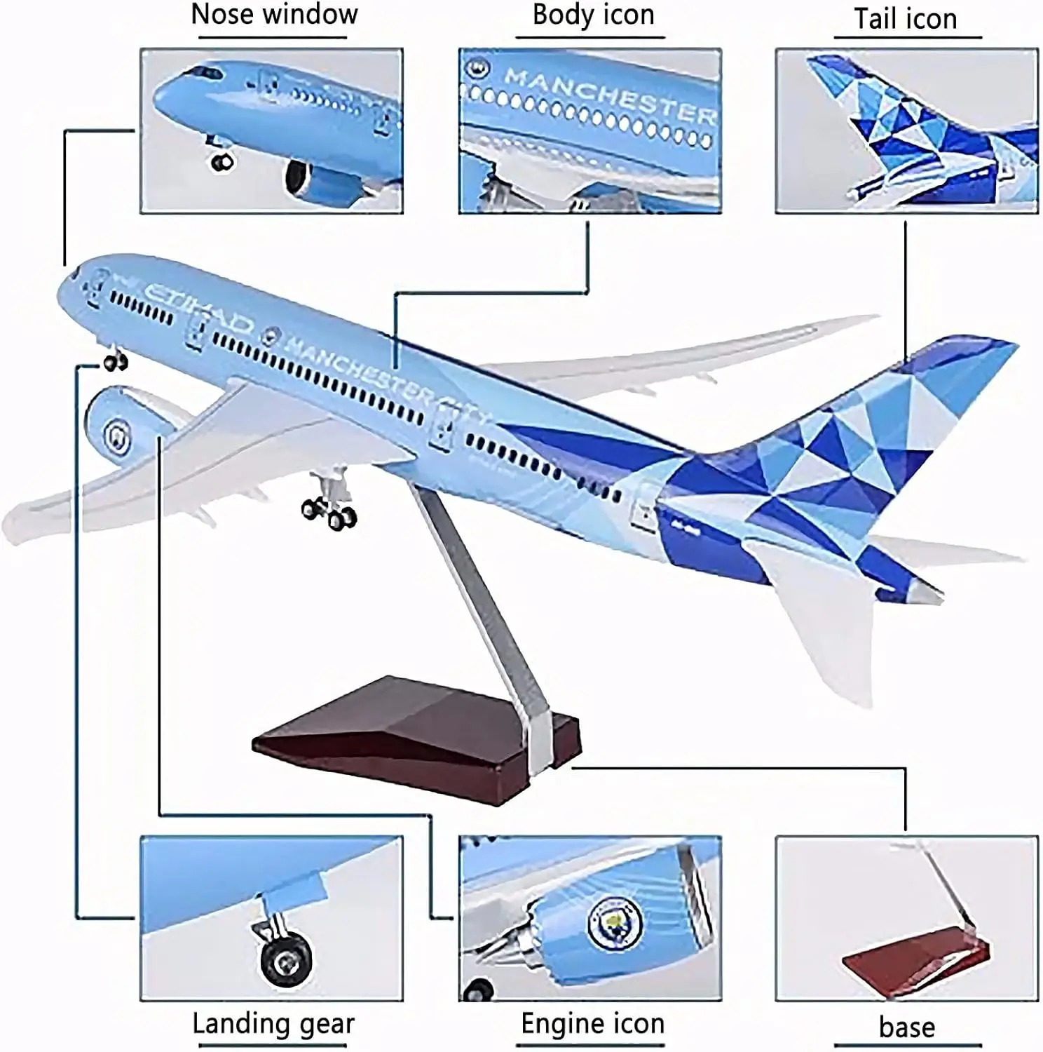 

Etihad Airways 1:130 Scale B787 Airlines Resin Aircraft Model With LED And Wheel Collection Exhibition For Aviation Enthusiasts