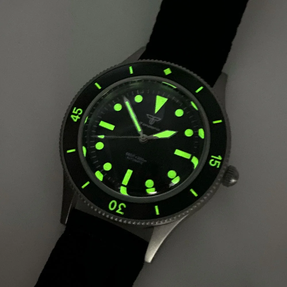 20ATM Diver Tandorio 40mm Sapphire Glass NH35A Retro Automatic Mechanical Mens Watch 50-Fathoms Luminous 120 Clicks Bezel