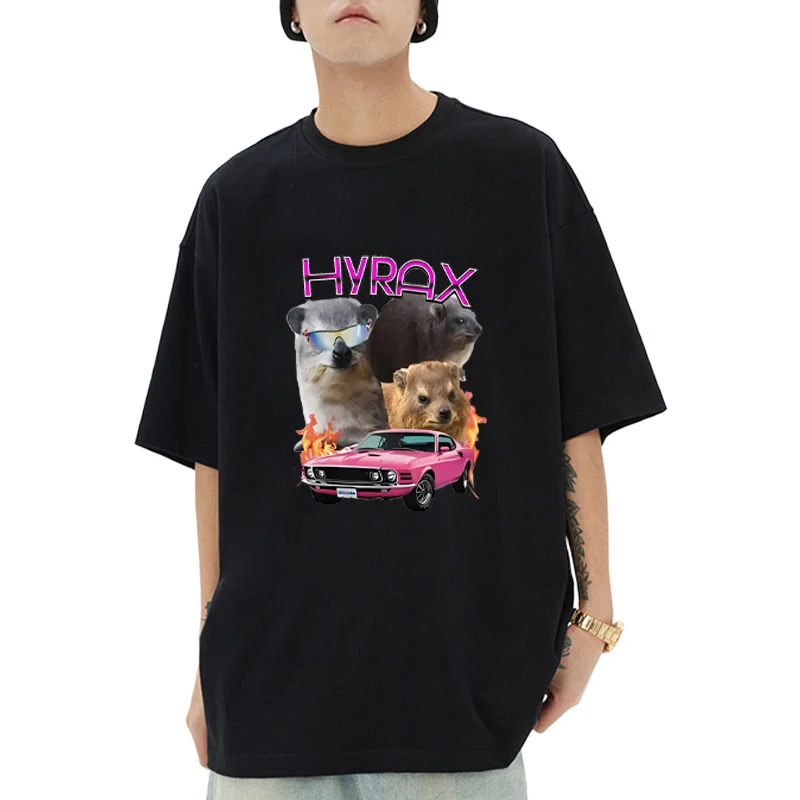 

Hip Hop Funny Meme Stylish Hyrax printed T Shirt Men Women Vintage Casual short sleeve T-shirts Fashion Cotton Tops Unisex
