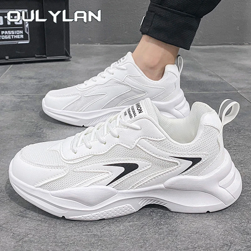 

Oulylan Solid Color Lace Up Footwear Men Stylish Casual Thick Sole Sneakers Outdoor Sports Breathable Mesh Running Shoes 2025