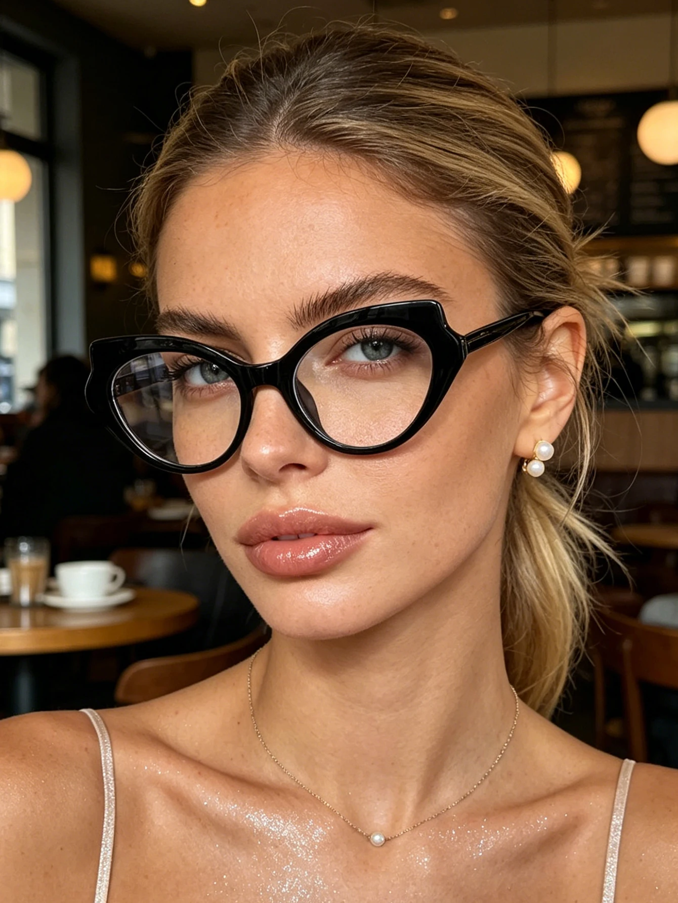 1pc retro black cat's eye glasses, niche irregular contours, with cool temperament, a must-have item for travel