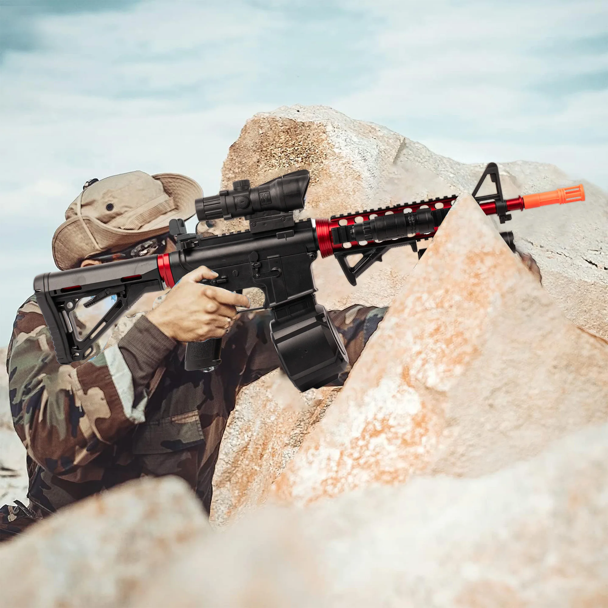 Pistole giocattolo elettriche, pistole giocattolo M418 esplosive in gel, lanciatori con palline d'acqua gel, modalità manuale-automatica a un pulsante, dotate di cannocchiali