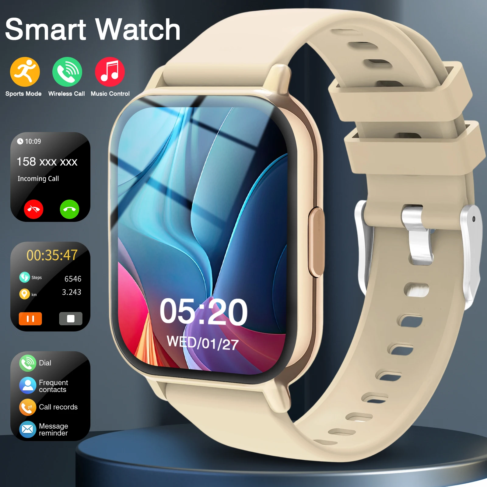 

Умные часы, модные спортивные часы унисекс с ремешком из нержавеющей стали, беспроводные звонки, мультиспортивный режим, управление музыкой