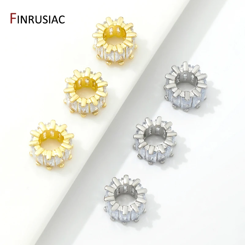 18K Gold Plated Zircon Crystal Spacer Beads Accessories For Bracelets,Bead Separators For Jewelry Making DIY Beading Material