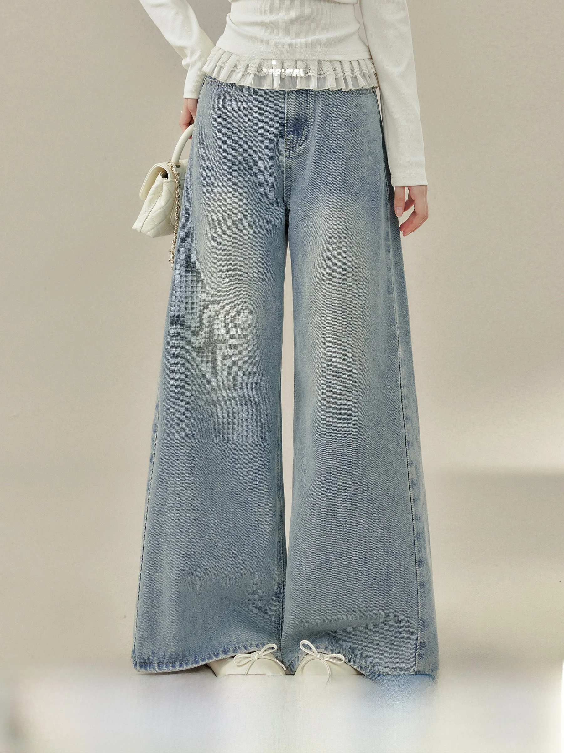 

American Sle Cleanfit Jeans High Waist Straight Leg Casual Women's Long Pants Spring Autumn Seasonal Faionable