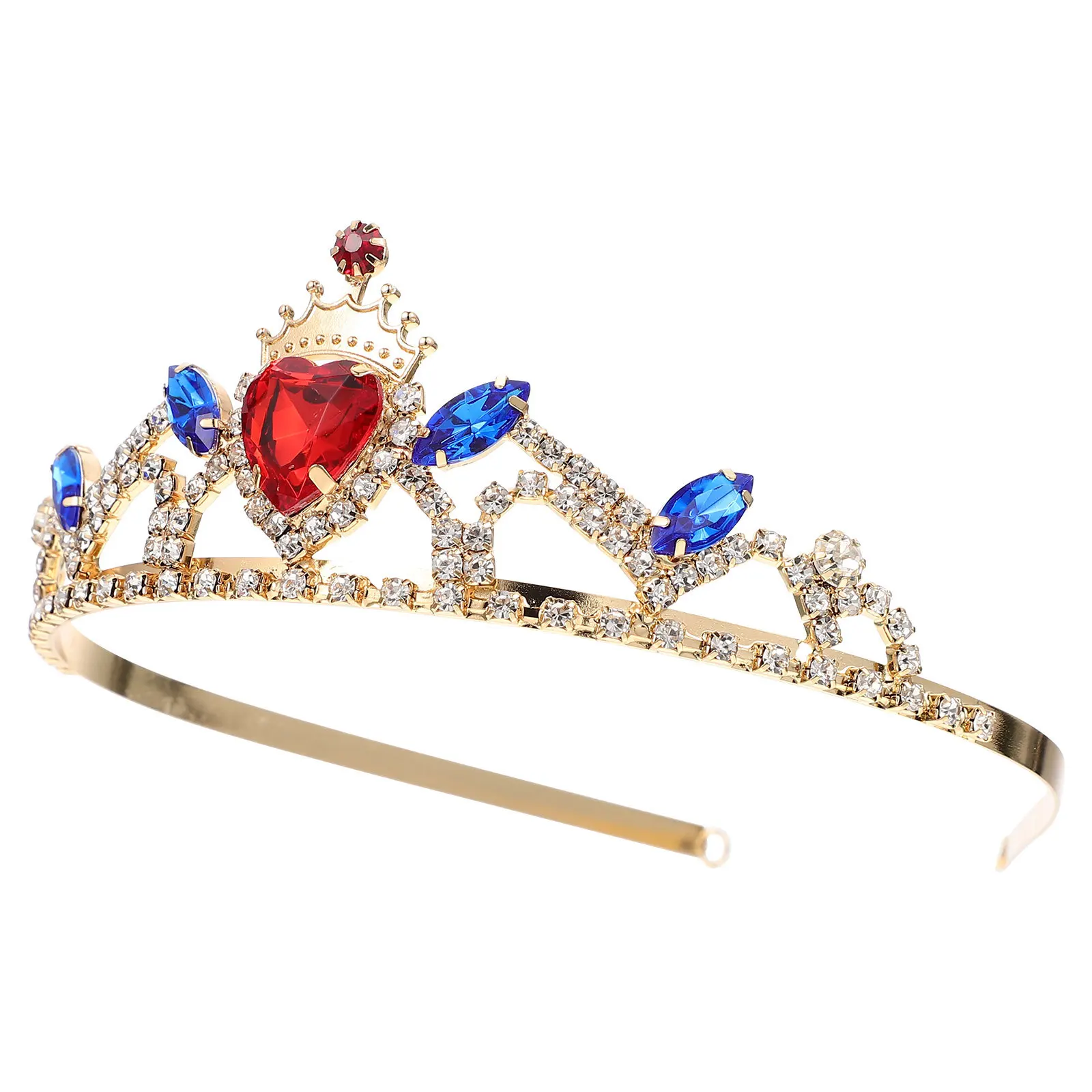 1 Piece Tiara Headband Rhinestone Inlaid Crown Design Elegant Birthday Party Hair Accessory for Small Crystal