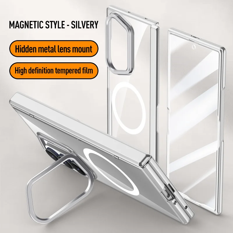 

Magsafe Magnetic Transparent Privacy Screen Tempered Glass Protect Case For Samsung Galaxy Z Fold 7 Spring Hinged Holder Cover