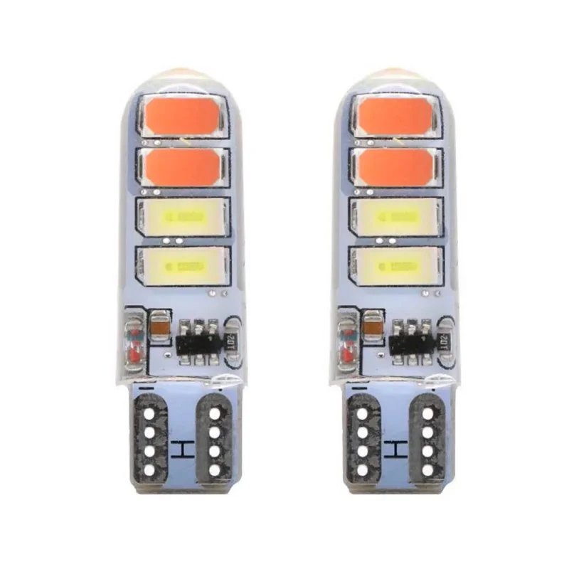 

2PCS T10 W5W 194 168 5630 8SMD LED Dual Color Car Flash Strobe Light T10 Silicone Clearance Lights Bulbs 12V