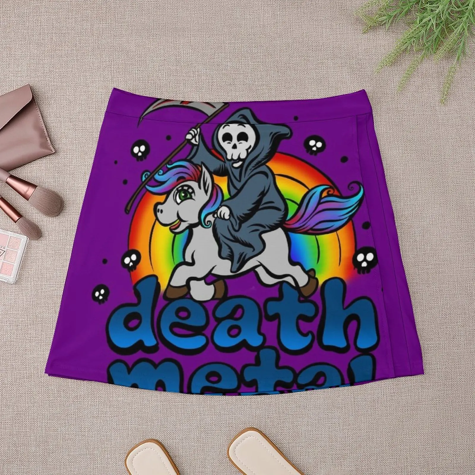 Death Metal Music Unicorn Pony Rainbow Pink Fan Mini Skirt spódnica zestaw strój festiwalowy kobiety japońskie ubrania kawaii Mini spódniczka