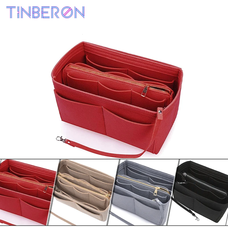 TINBERON-Felt Cloth Liner Bag para mulheres, organizador de maquiagem, grande capacidade, sacos cosméticos, armazenamento de higiene pessoal, viagem