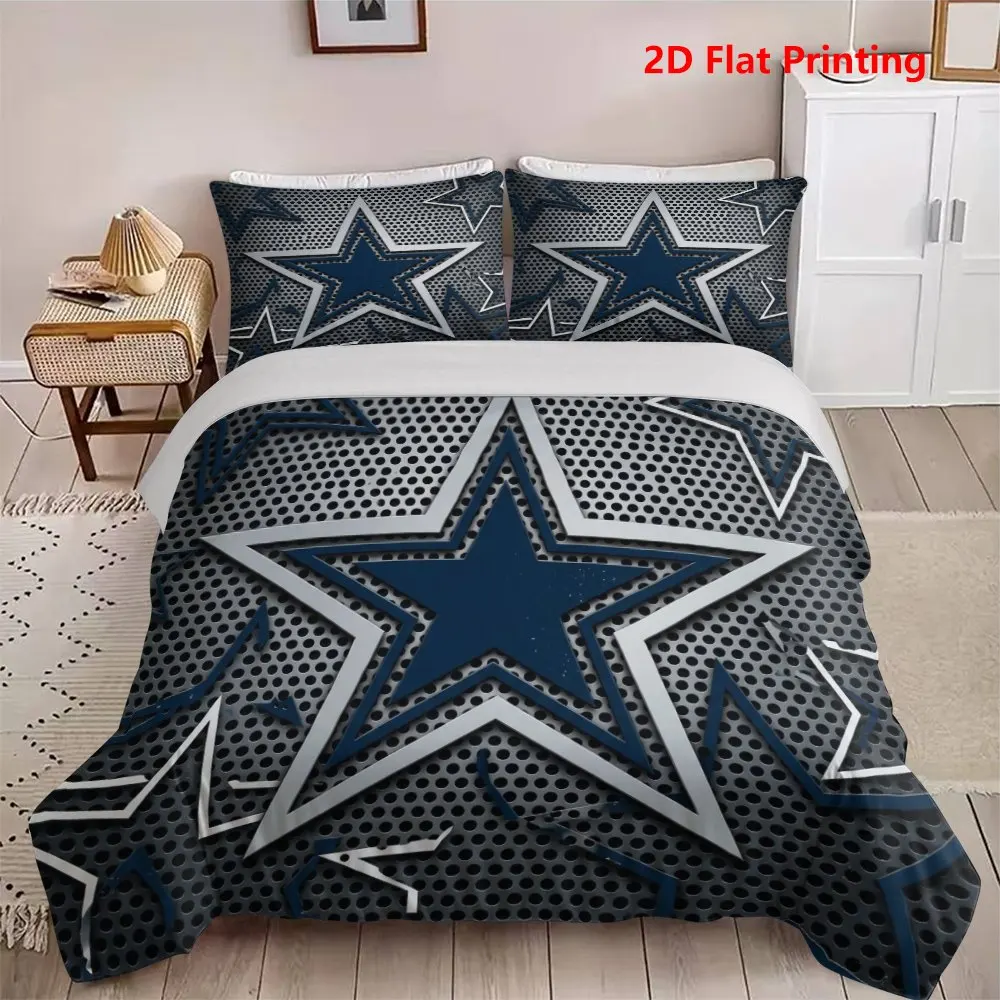Dallas Cowboys Star-Shaped Quilt Cover Set Multi Size Quilt Cover Queen Size Bedroom Bedding Decoration Machine Washable Adult Boy Girl Bedroom