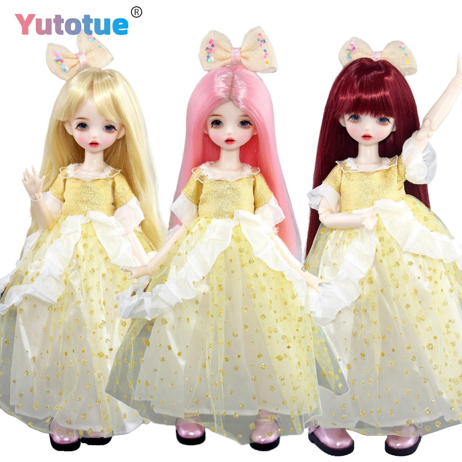 YUTOTUE 30cm Height Pretty Girl Doll with Princess Dress Shoes Handpainted Makeup Face Full Set Toy Kids Gift