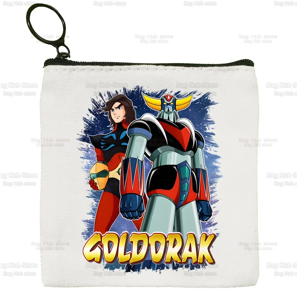 Manga Goldorak Ufo Robo Anime Canvas Bag Pure White Bag, Mazinger Grendizer Zipper Bag Coin Bag Coin Bag Clutch Bag