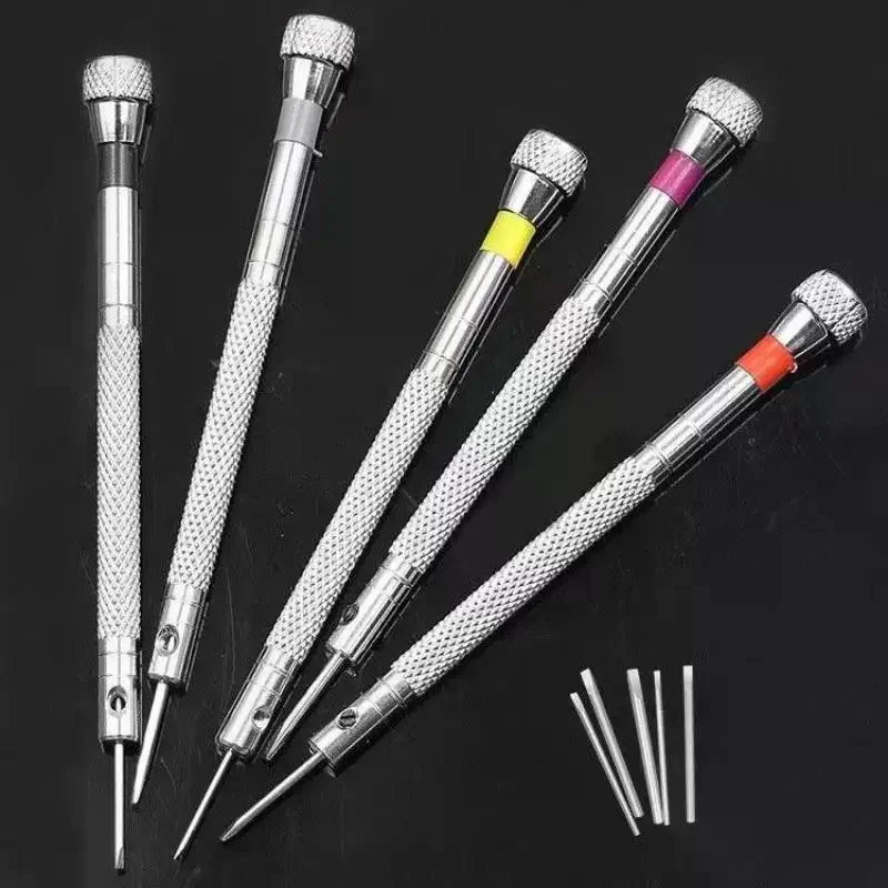 5PCS Set 0.8-1.6mm Steel Screwdriver For Watch Repairing Portable Watch Tools Band Removal With Mini Link Pins Watchmaker Tools