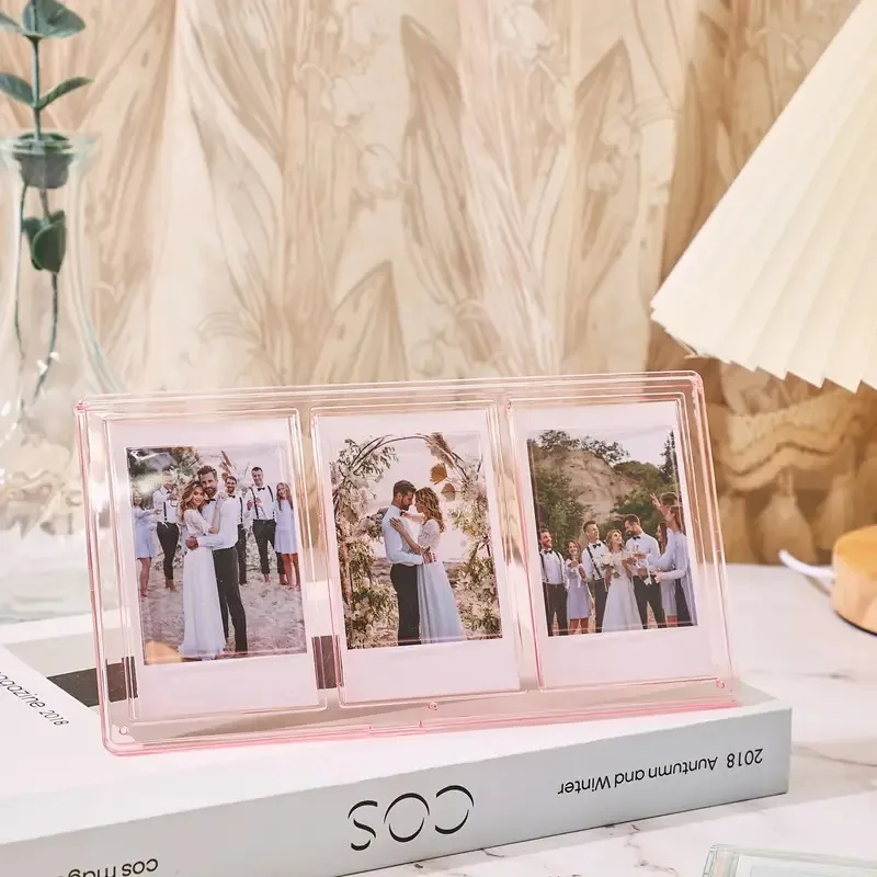 

1 pcs elegant photo frame display 3-inch clear polished picture holding a love theme perfect for weddings photocard holder
